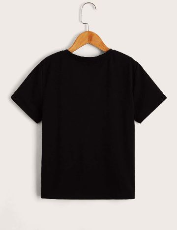Tricou Shein Kids, negru/alb