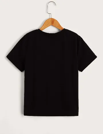 Tricou Shein Kids, negru/alb