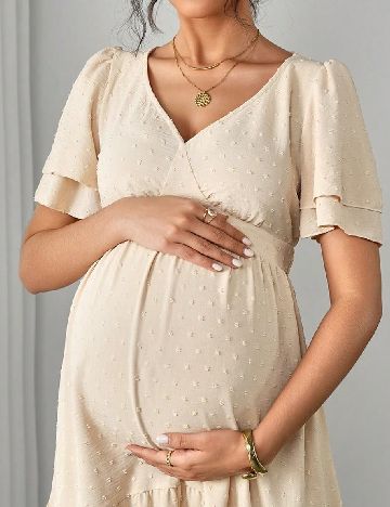 Rochie scurta SHEIN Maternity, crem