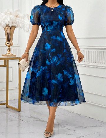 Rochie medie SHEIN CURVE, negru/albastru