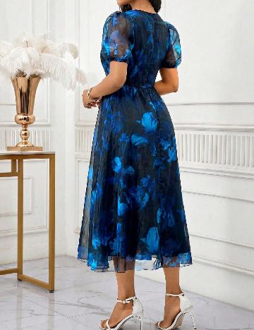 Rochie medie SHEIN CURVE, negru/albastru