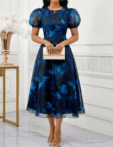 Rochie medie SHEIN CURVE, negru/albastru