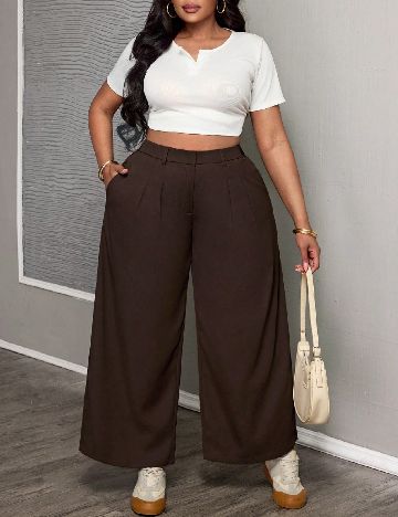 Pantaloni SHEIN CURVE, maro