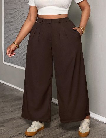 Pantaloni SHEIN CURVE, maro