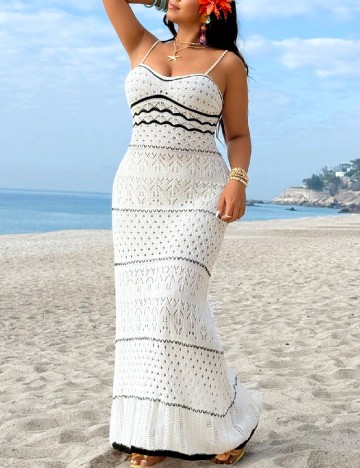 Rochie de plaja SHEIN CURVE, alb