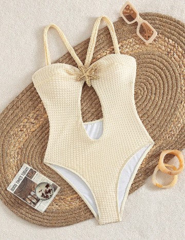 Costum de baie SHEIN, crem