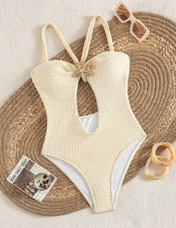 Costum de baie SHEIN, crem