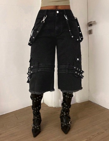Pantaloni trei sferturi SHEIN, negru
