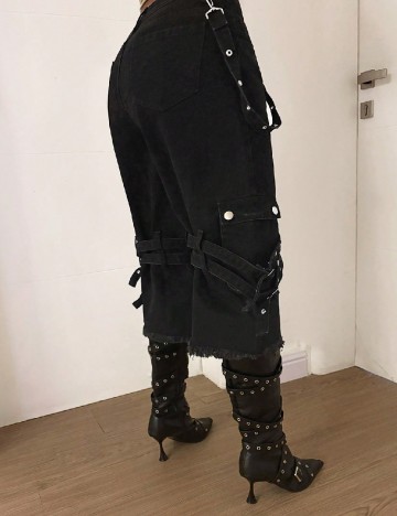 Pantaloni trei sferturi SHEIN, negru