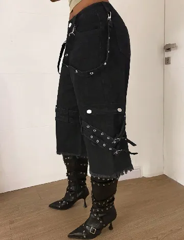 Pantaloni trei sferturi SHEIN, negru