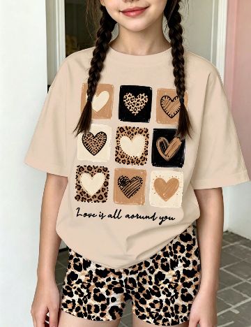 Compleu Shein Kids, crem/animal print