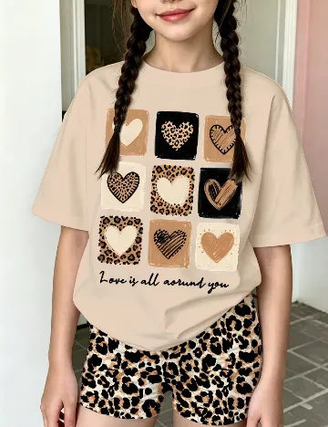 Compleu Shein Kids, crem/animal print