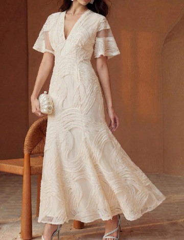 Rochie lunga Anewsta, crem