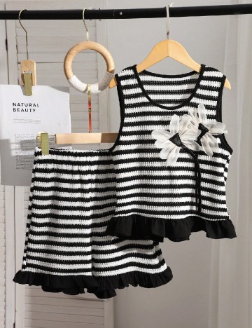 Compleu Shein Kids, alb/negru