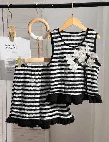 Compleu Shein Kids, alb/negru