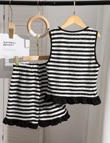 Compleu Shein Kids, alb/negru