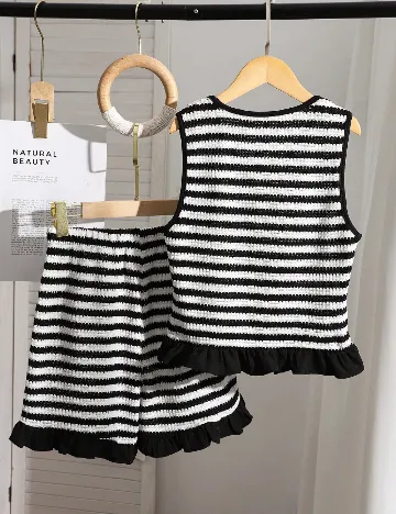 Compleu Shein Kids, alb/negru