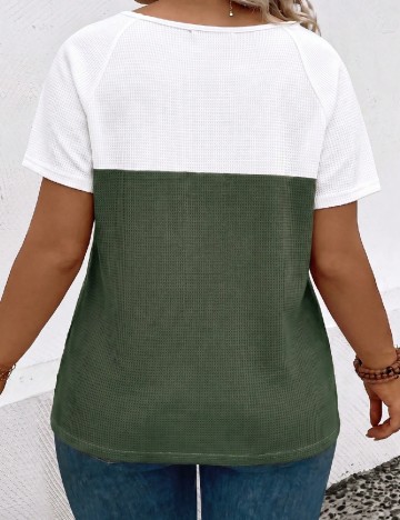 Tricou SHEIN CURVE, alb/verde