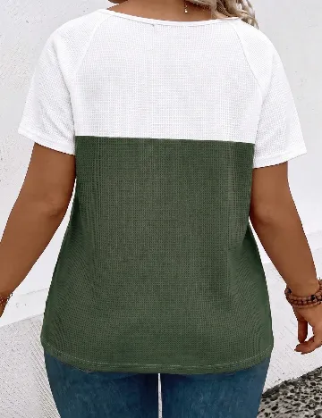 Tricou SHEIN CURVE, alb/verde