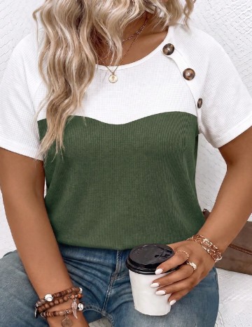 Tricou SHEIN CURVE, alb/verde