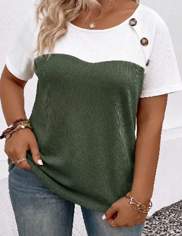 Tricou SHEIN CURVE, alb/verde
