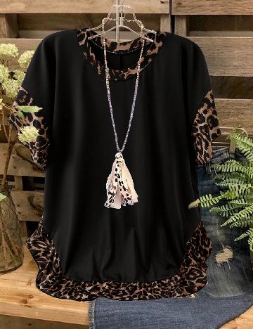 Bluza SHEIN CURVE, animal print/negru