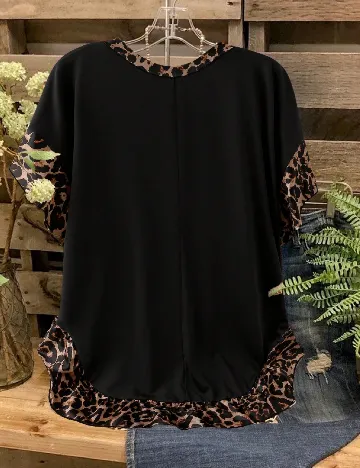 Bluza SHEIN CURVE, animal print/negru