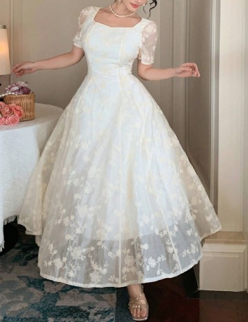 Rochie lunga Dazy, crem