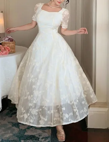Rochie lunga Dazy, crem