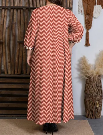 Rochie lunga SHEIN CURVE, rosu/ecru