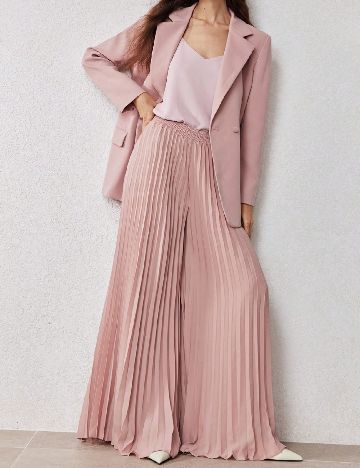 Pantaloni Zeylah, roz pudra inchis