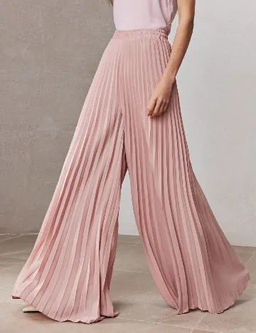 Pantaloni Zeylah, roz pudra inchis