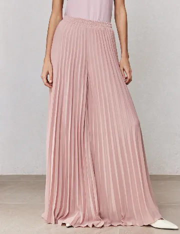 Pantaloni Zeylah, roz pudra inchis