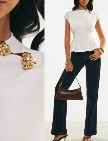 Top SHEIN, ecru