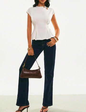 Top SHEIN, ecru