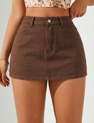 Fusta pantalon SHEIN CURVE, maro