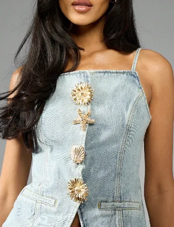 Top Missguided, albastru deschis