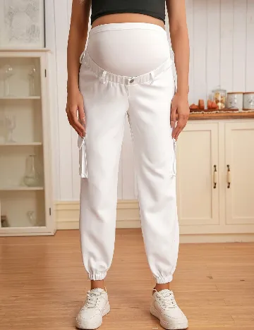 Pantaloni SHEIN Maternity, alb