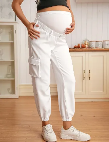 Pantaloni SHEIN Maternity, alb