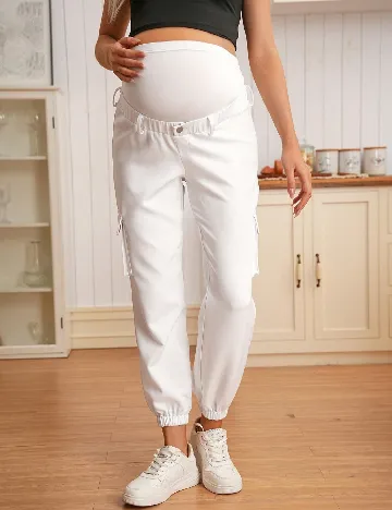 Pantaloni SHEIN Maternity, alb