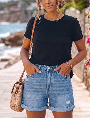 Pantaloni scurti SHEIN, albastru