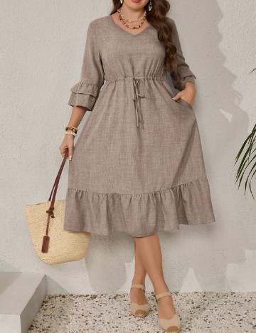 Rochie medie Emery Rose Curve, maro