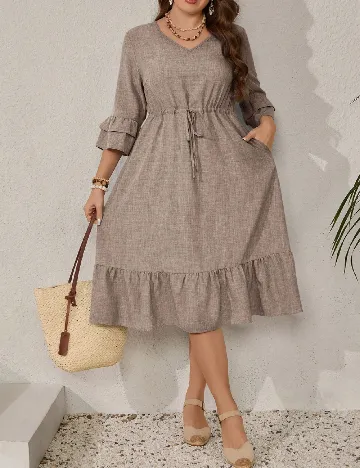 Rochie medie Emery Rose Curve, maro
