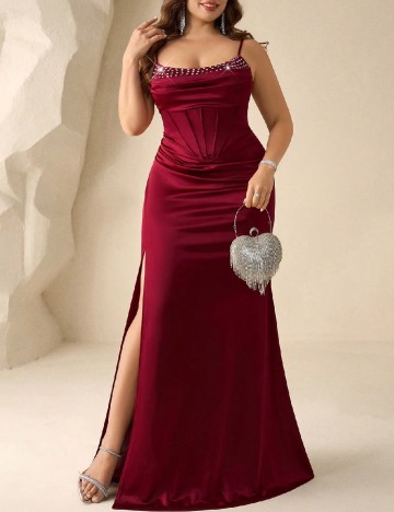 Rochie lunga SHEIN CURVE, grena