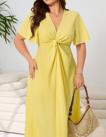 Rochie medie SHEIN CURVE, galben