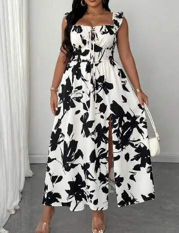 Rochie lunga SHEIN CURVE, alb/negru