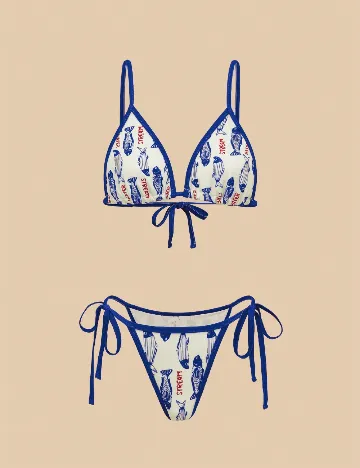 Costum de baie SHEIN, crem/albastru
