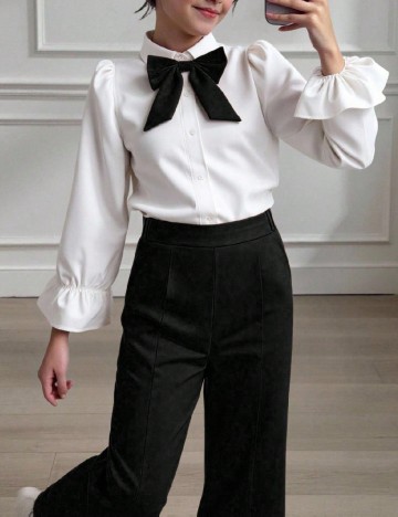 Compleu Shein Kids, alb/negru
