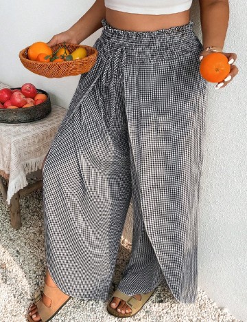 Pantaloni SHEIN CURVE, alb/negru