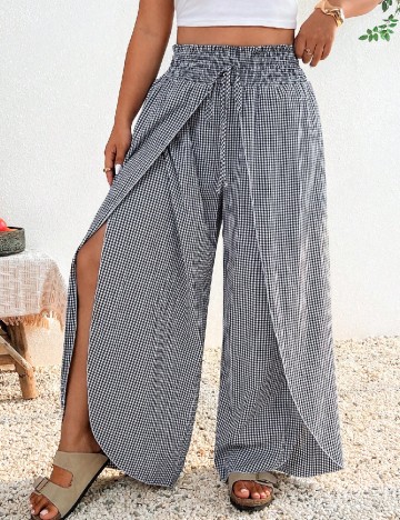 Pantaloni SHEIN CURVE, alb/negru